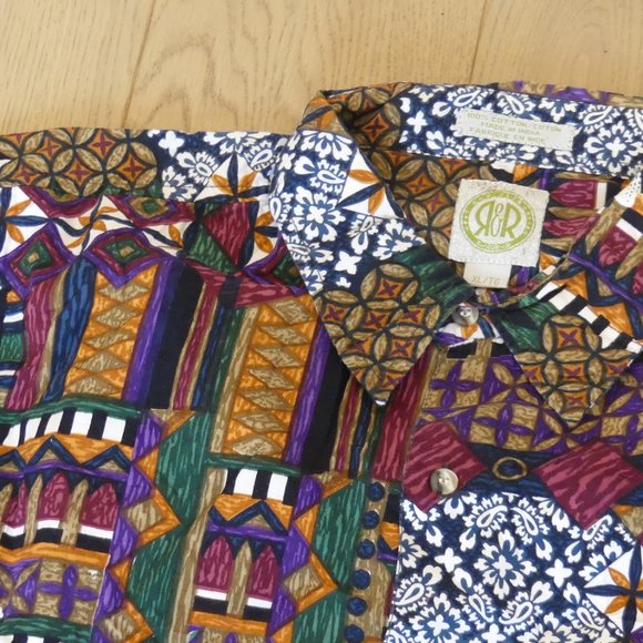 R&R Sport Vintage Multicoloured XLarge Short Sleeve Button Down - Picture 2 of 4